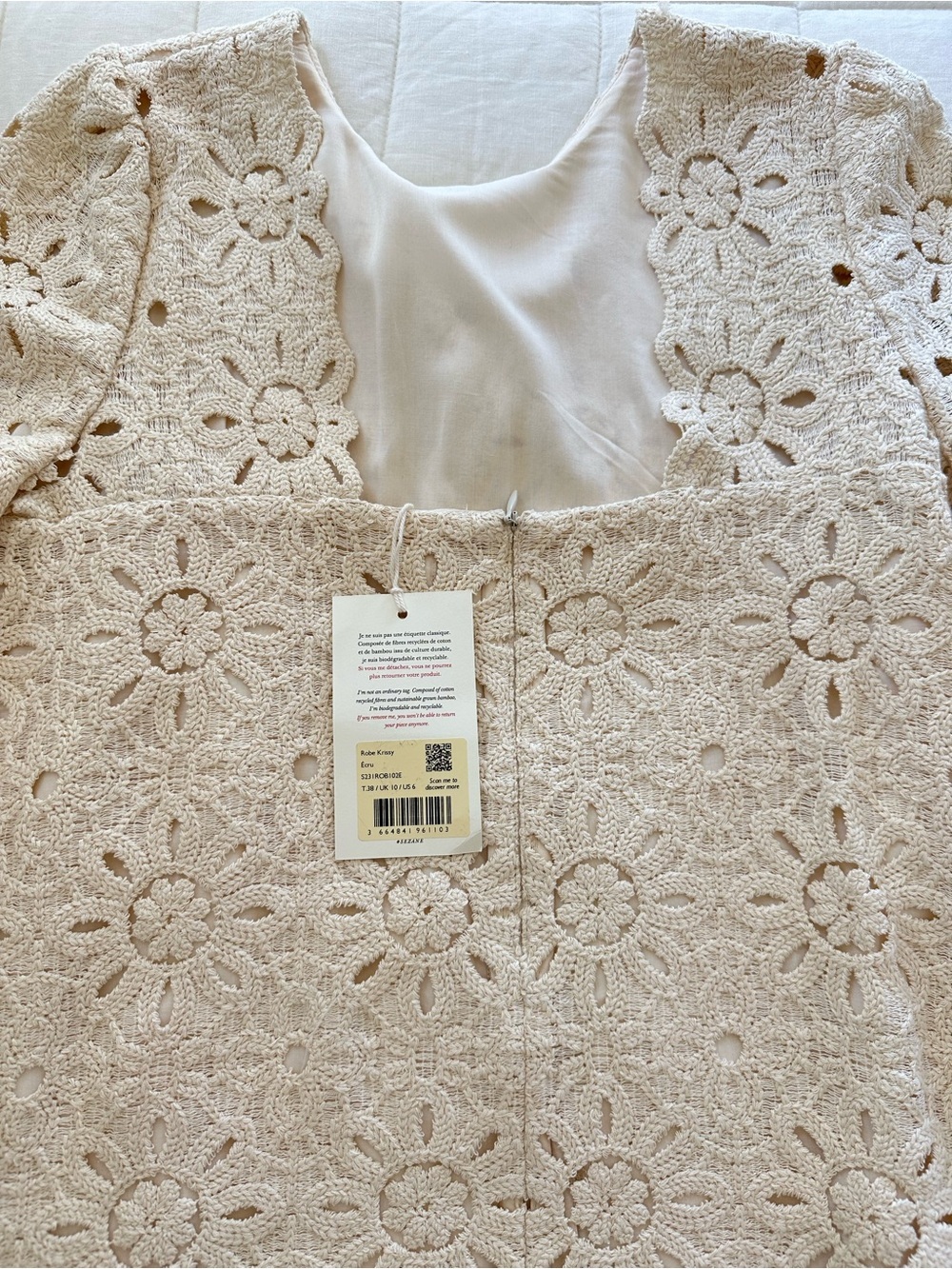 NWT Sezanne Robe Krissy Lace Ecru Dress size 38